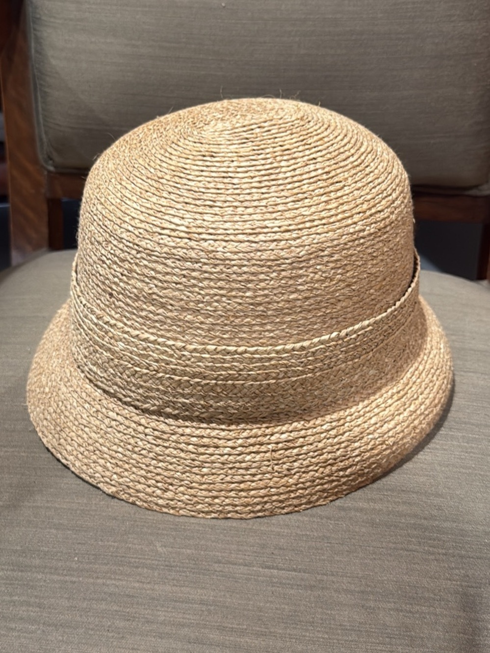 Natural Straw Cloche Hat - Beige